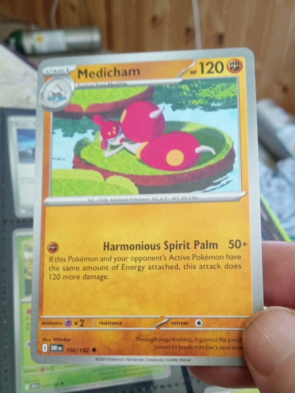 Pokemon Medicham Card - Yellow & Pink Artwork